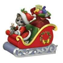 The Bradford Exchange Meowy Christmas Sleigh Train Collection Issue #1 Santa Paws Cat Figurine Christmas Decorations by Kayomi Harai 3.25-Inches