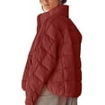 thumbnail image 5 of Lovskoo 2024 Womens Winter Coats Quilted Jacket Ladies Solid Color Zipper Stand Collar Long Sleeve Casual Padded Jacket Red, 5 of 9
