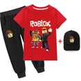 thumbnail image 1 of Traje de camiseta de manga corta y sombrero para niños y niñas, juego de animación Roblox periférico, algodón fino bidimensional, el mejor regalo, nuevo, 1 of 3
