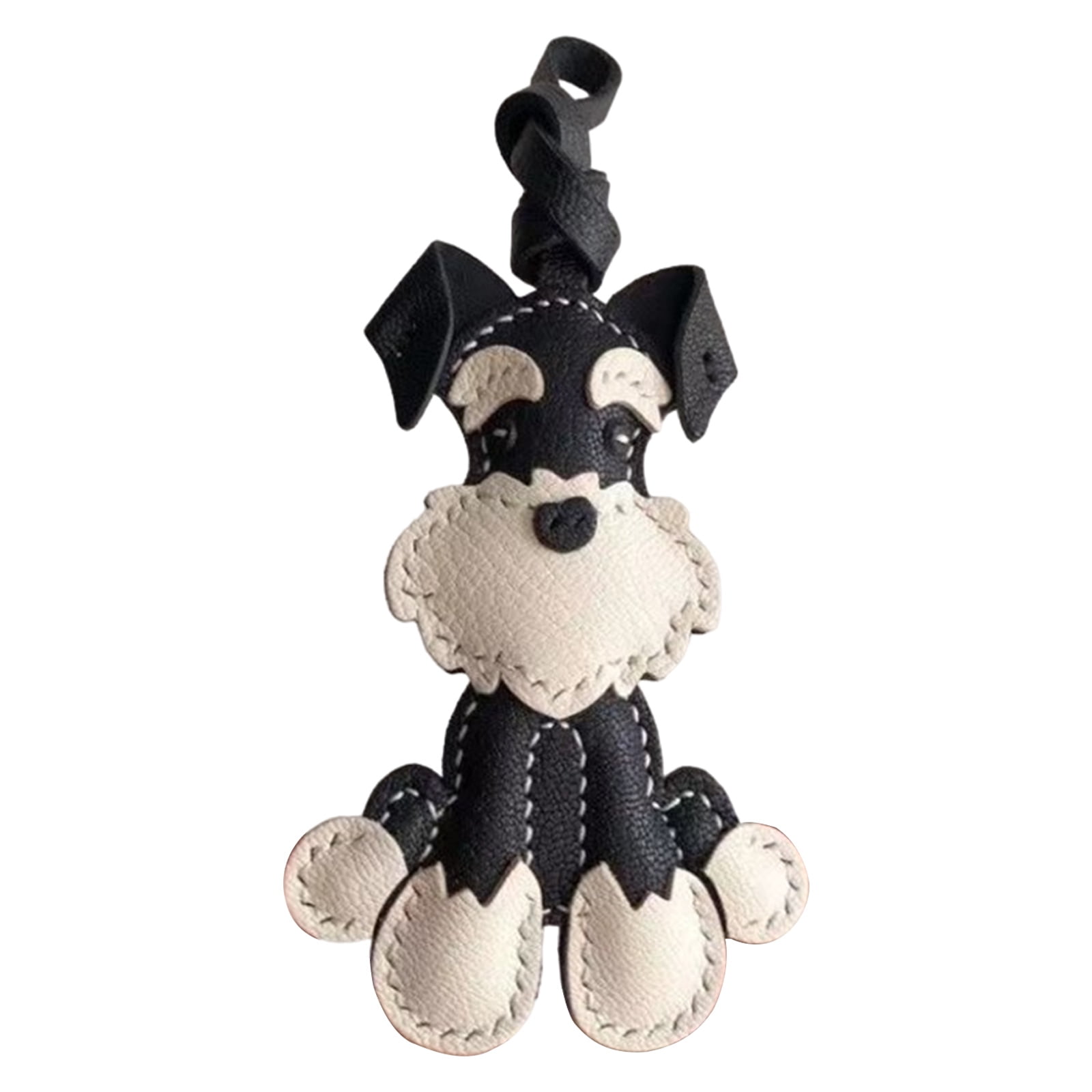Stylish Leather Schnauzer Key Rings Sturdy Schnauzer Enthusiasts' Leather Keychain Handmade Key Decoration