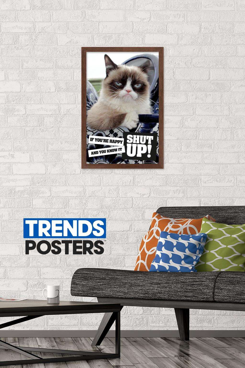 Grumpy Cat - Shut Up Wall Poster, 14.725" x 22.375", Framed