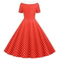 thumbnail image 3 of Dresses For Women Sevevn Women's Vintage A-Line Flare Dress Short Sleeve Polka Dot Print with Bow Knot for Prom And Party, 3 of 5