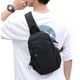 thumbnail image 1 of Mochila bandolera pequeña negra tipo bandolera para hombre y mujer, ligera, con una sola correa, para senderismo, ciclismo, viajes, puerto de carga USB, nailon, 1 of 8