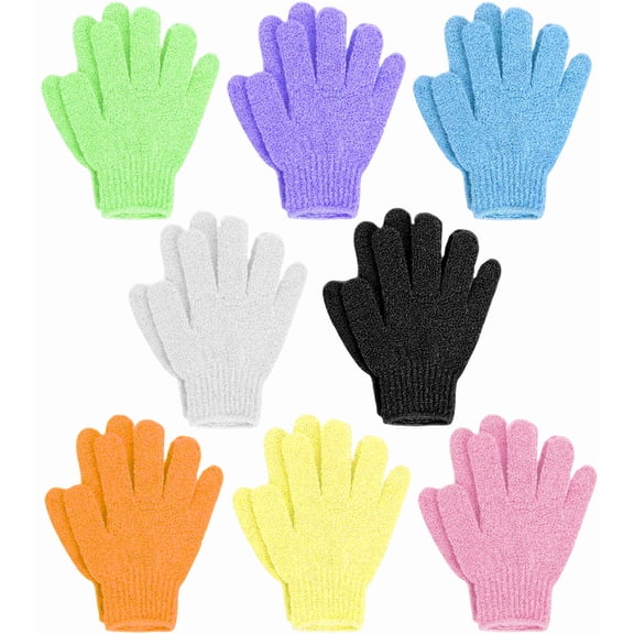 8 Pairs Exfoliating Bath Gloves, Double Sided Shower Gloves