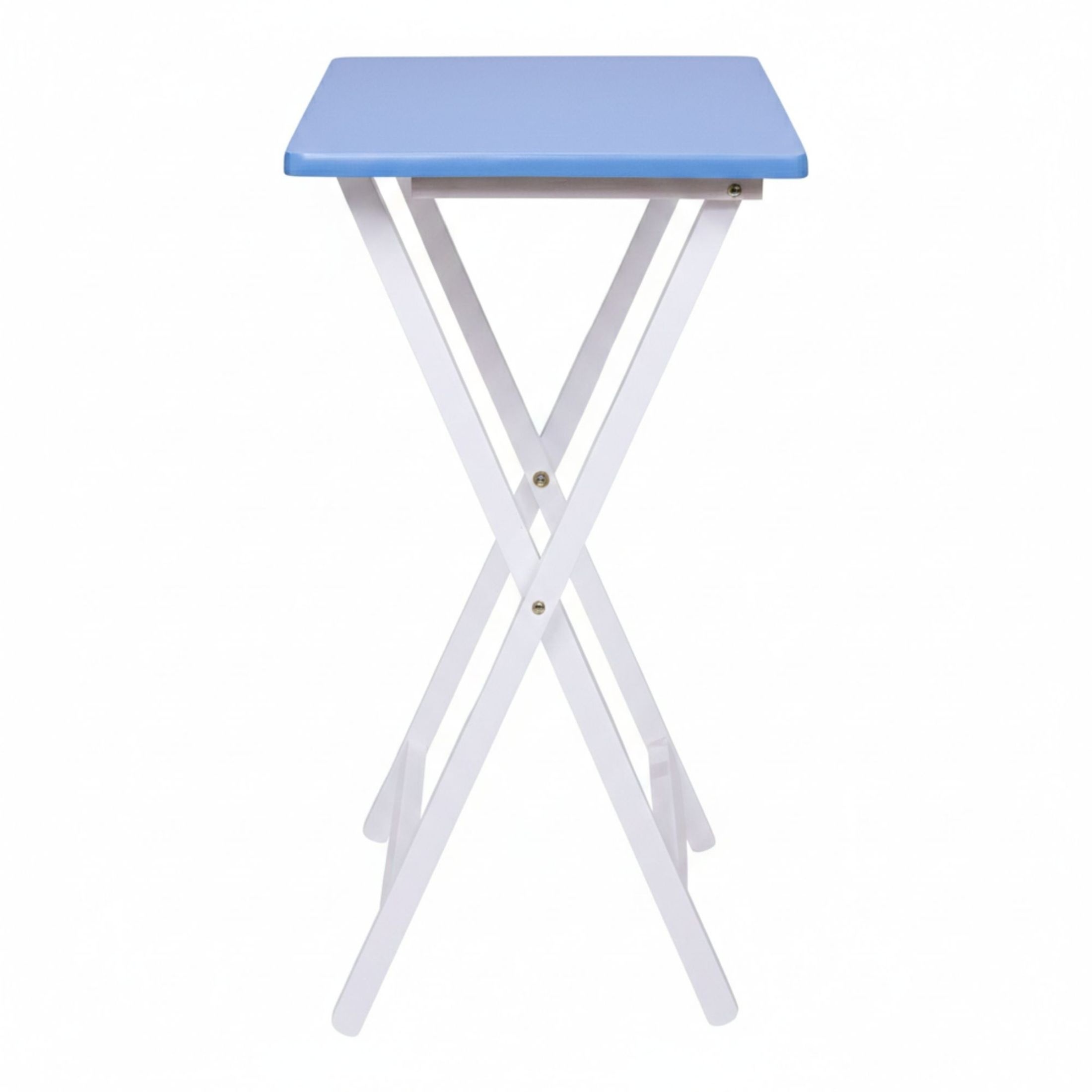 Mainstays Solid Rubberwood Folding TV Tray Tables, Seaside Blue, Set of 2 photo 5