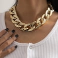 thumbnail image 1 of Gold Lightweight Chunky Oval Chain Link Necklace Statement Hip Hop Jewelry, 1 of 4