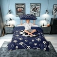thumbnail image 2 of meiyoeat Soccer Letter C Twin Duvet Cover for Boys, Ball Field Twin Bedding, Navy Blue, Blue Reversible, 2-Piece, 1 Duvet Cover and 1 Pillowcase, 2 of 6