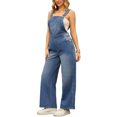 thumbnail image 4 of INSPIRAR CHIC Mono de mezclilla para mujer con bolsillos, atuendos de primavera, overoles holgados en azul, 4 of 6