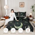thumbnail image 3 of Homewish Hippie Moon Print Twin Comforter Sets, Horoscope Astrology Bedding Set, Black Green, Black Reversible 2 Piece, 1 Comforter and 1 Pillowcase, 3 of 6