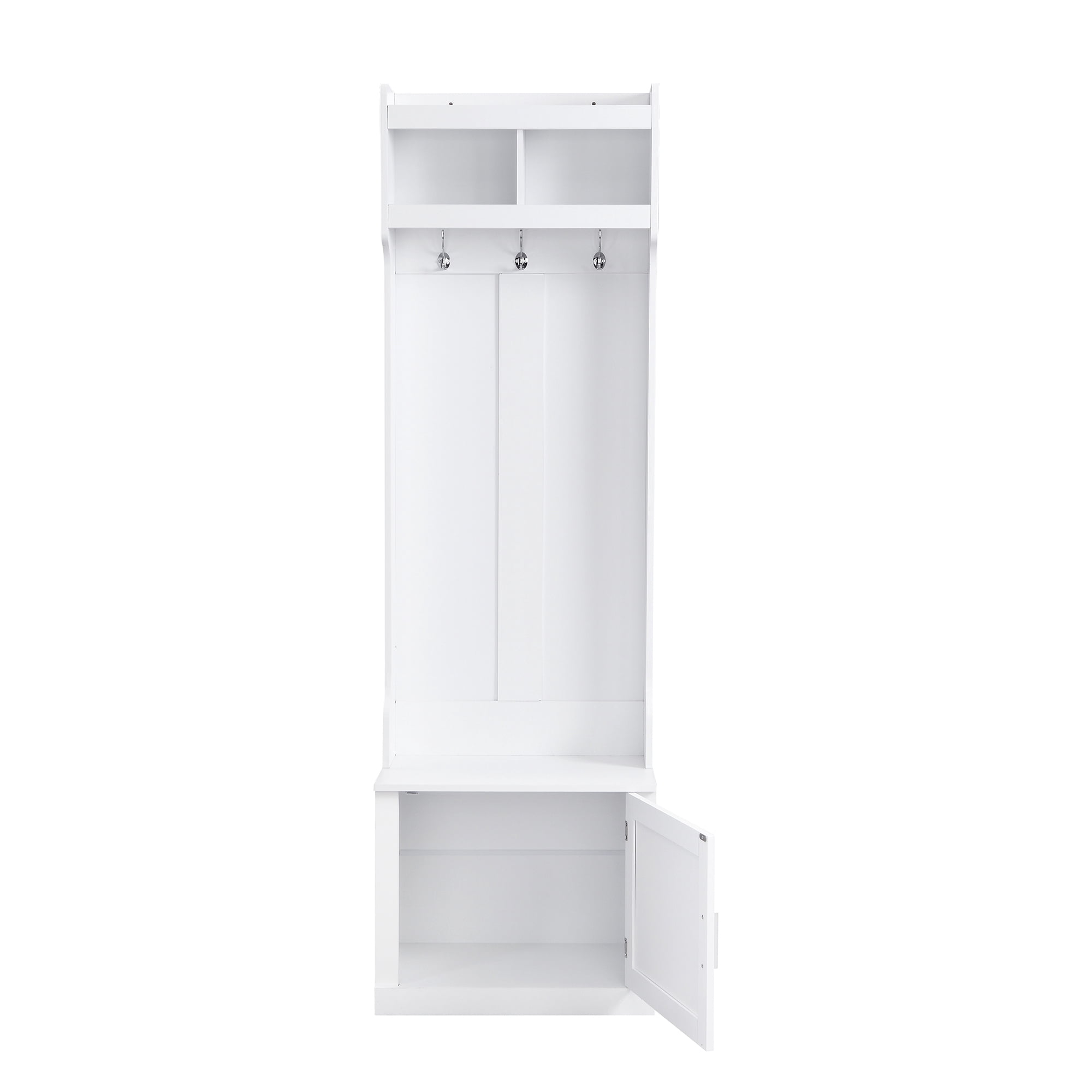 Aukfa Hall Tree with Storage Bench & Coat Rack for Small Spaces, White