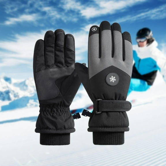 IDALL Snow Gloves,Waterproof Gloves Winter Skiing Warm Gloves For Men Outdoor Cycling Non Slip Thickened Female Couple Screen Lamb Fleece Ski Gloves,Gloves for Cold Weather Black