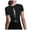 Black, variant on Women Athletic Workout T-Shirt Open Back Short Sleeve Crop Tops Casual Yoga Tee Shirts