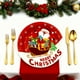 thumbnail image 4 of Platos de papel redondos navideños | Vajilla de papel desechable de Papá Noel | Platos festivos rojos de 18 cm | Gruesos, duraderos y resistentes al aceite | Artículos para fiestas de Navidad,, 4 of 6