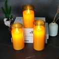 thumbnail image 4 of Amagic Golden Flickering Flameless Battery Operated Acrylic LED Pillar Candles, Set of 3, 1.12 oz, 4 of 6