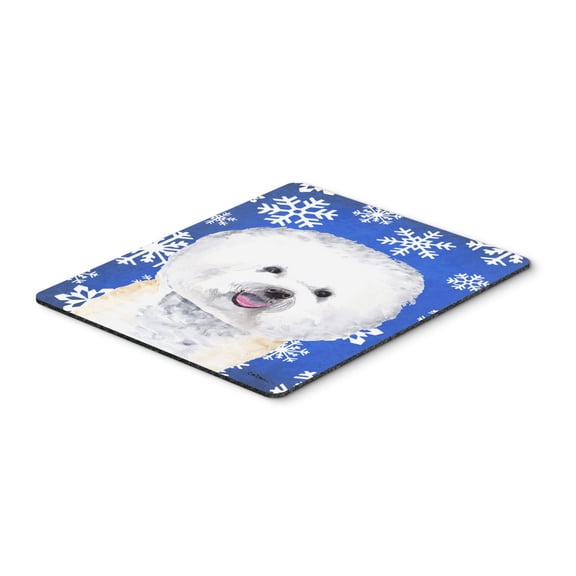 Carolines Treasures SC9362MP "Bichon Frise Winter Snowflakes Holiday Mouse Pad Hot Pad or Trivet" Large multicolor
