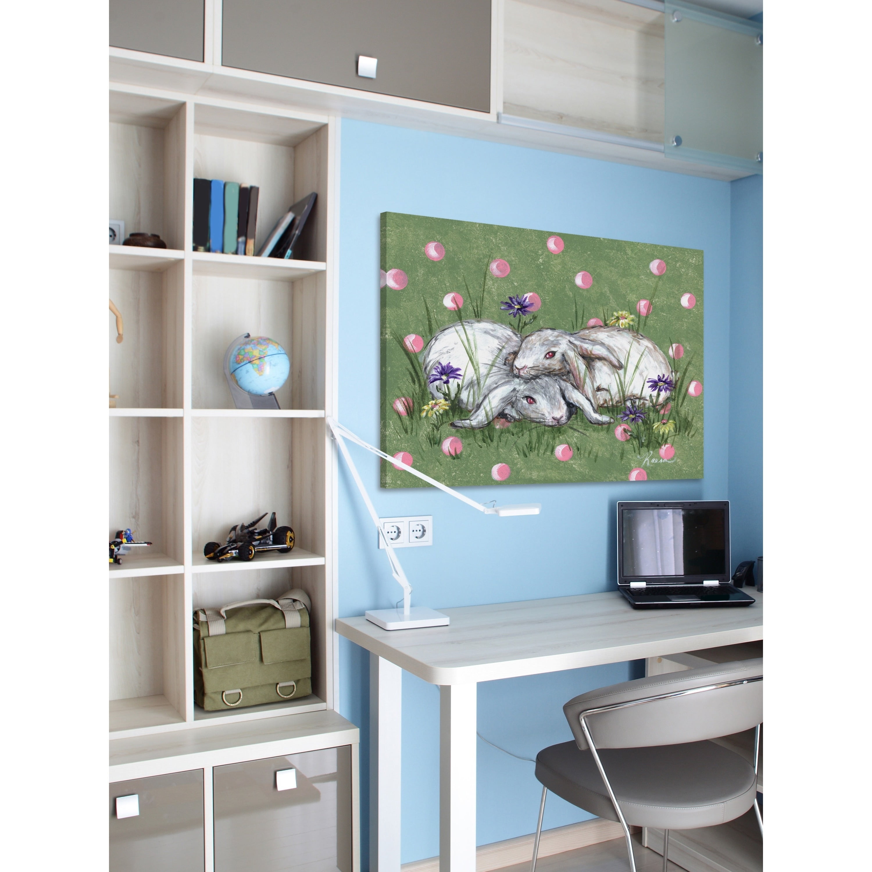 Marmont Hill "Bunny Love" by Reesa Qualia Painting Print on Wrapped Canvas