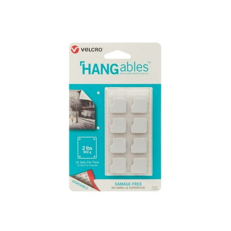 VELCRO® Brand HANGables® Removable Wall Fasteners 7/8in x 7/8in Squares White 16 ct
