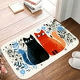 thumbnail image 3 of 1pc Two Cats with Floral Absorbent Non-Slip Bathroom Thickened Flannel Rug Decor,Soft,Quick Drying,Suitable For Indoor/outdoor Use,Bathrooms,Bedrooms,Kitchens,Terrace,Laundry Rooms,16"x24", 3 of 9