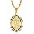 thumbnail image 1 of Collar de Medalla Virgen de Guadalupe Acero Inoxidable Baño de Oro 14k, Collares Medalla Virgen María Oración Xtellar Dorado, 1 of 4