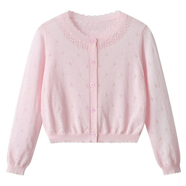vdgthytj Cardigan en Tricot pour Tout-Petites Filles, Chandail Ajouré à Boutons, Manches Longues, Hauts, Manteau, Tenues d'Automne