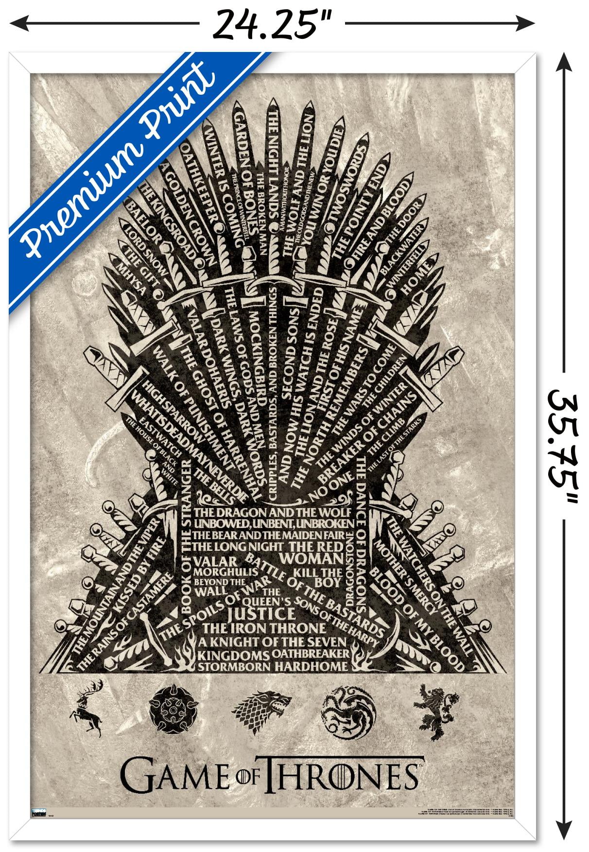 Game of Thrones - Iron Throne Wall Poster, 22.375" x 34", Framed