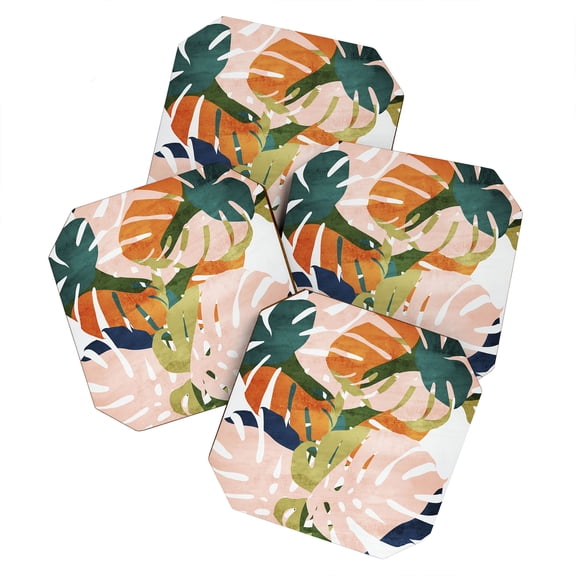 Society6 Grace Monstera Coaster Set