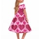 thumbnail image 3 of Vestido de manga corta con cuello en V para niña, estampado de manga corta, falda con cuello doblado y cintura mediana y grande, de poliéster., 3 of 6
