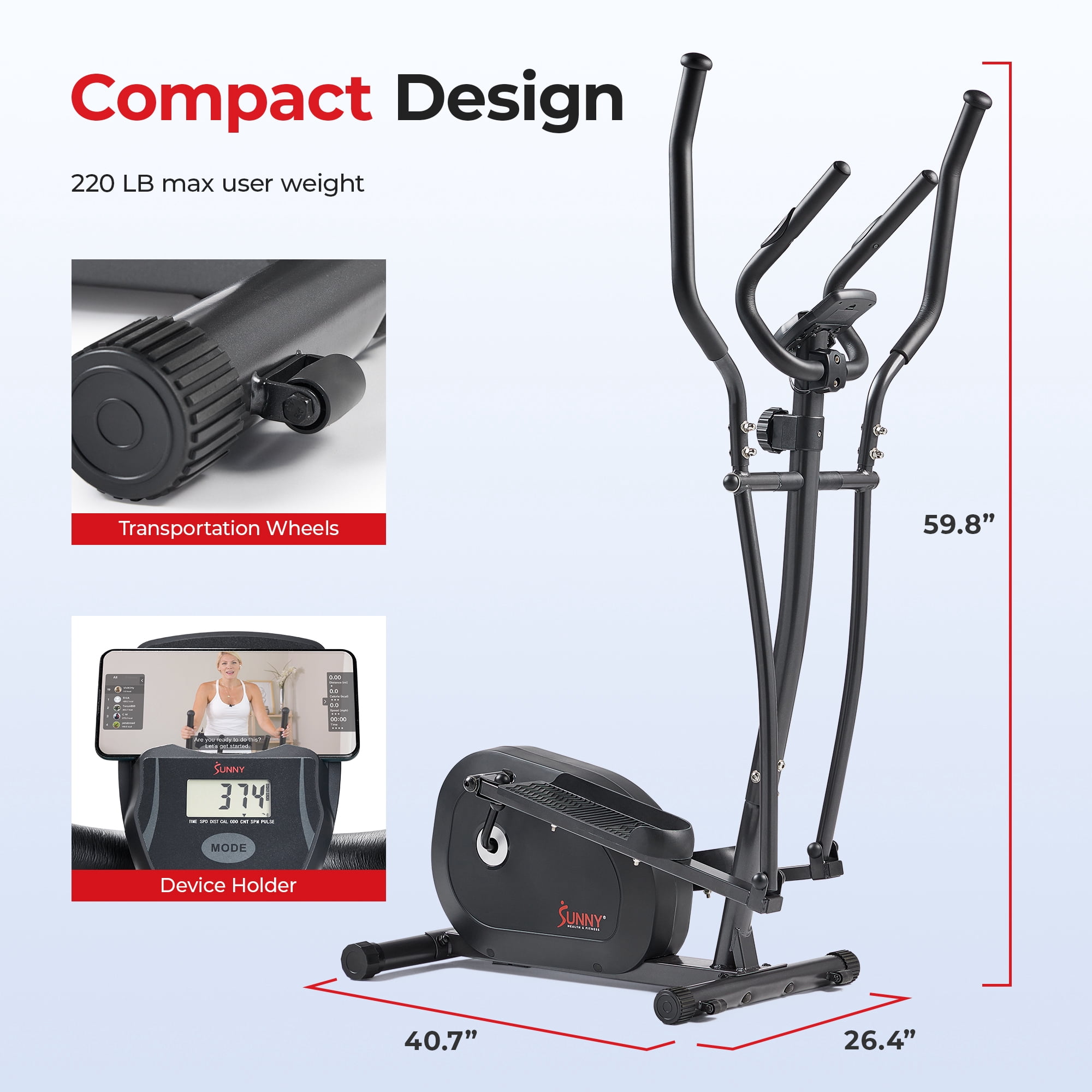 Sunny Health & Fitness Smart Magnetic Elliptical  with FREE SunnyFit® App