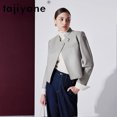 thumbnail image 2 of Abrigo de piel de oveja natural de calidad Super Tajiyane para mujer 2024 Chaqueta elegante de cuero real Chaquetas cortas con cuello alto, 2 of 5