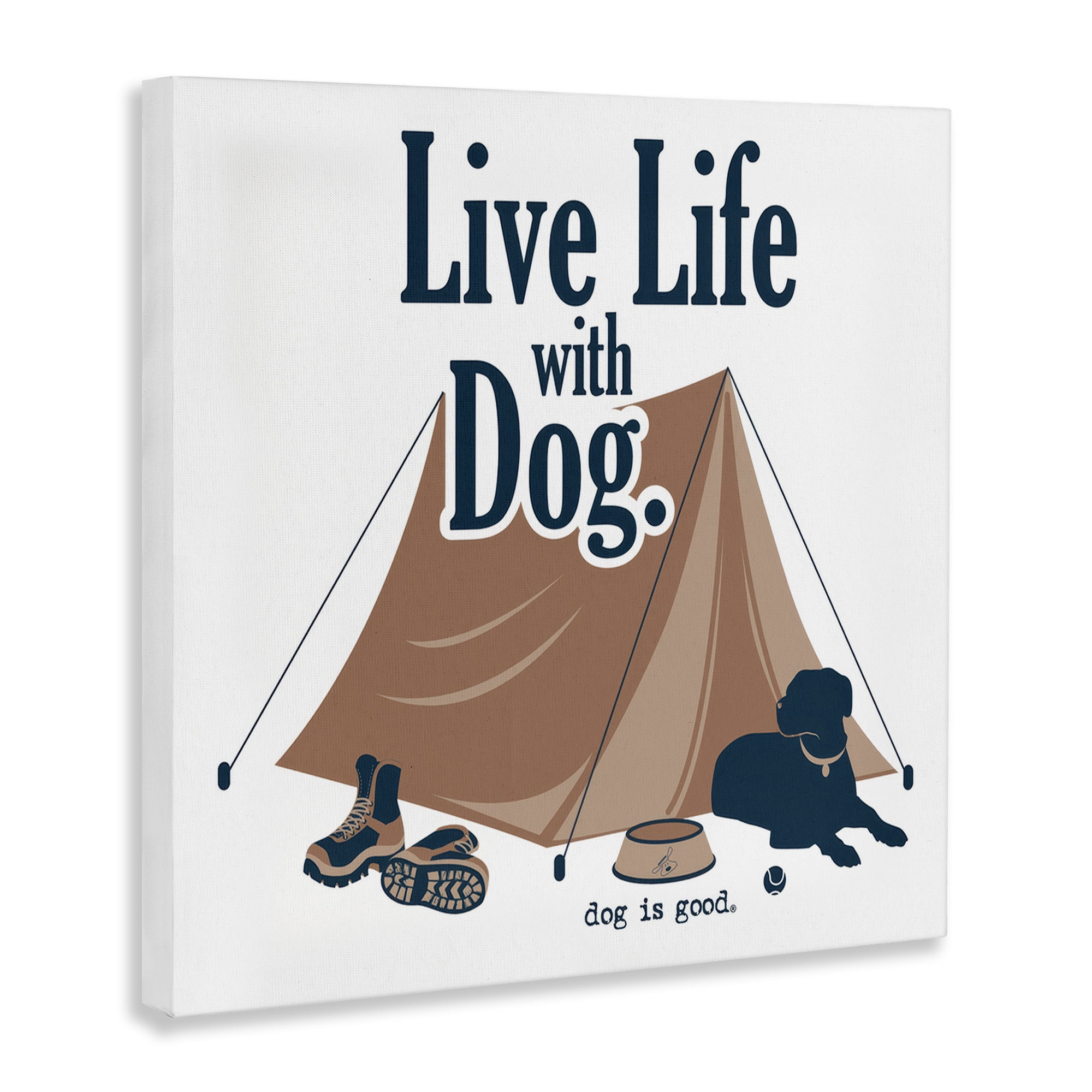Stupell Industries Camping Life with Dog Animals Painting Wrapped Canvas Art Print Wall Art, 24 x 24
