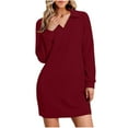 thumbnail image 2 of WJHWSX Dresses for Women,Womens Fall Dresses,Casual Dresses for Women,Long Sleeve,V Neck,Breathable,Solid,2XL(US:12), 2 of 7