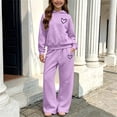 thumbnail image 5 of Kezqiaxn Girls Outfits Winter 2 Piece Lounge Set Cute Heart Printed Hoodie and Pants with Pocket Sweatsuits Matching Sets for Kids Size 5-14, 5 of 7