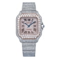 thumbnail image 1 of Pre-Owned Cartier Santos 35.1MM WSSA0029 Diamond Paved Rose Gold Roman Dial Rose Gold Diamond Bezel Stainless Steel Full Diamond Bracelet 18.75ct, 1 of 7