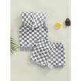 thumbnail image 4 of Arvbitana Baby Girl Boys Checkerboard Print Outfits Sleeveless Hooded Vest  Tops + Drawstring Short Pants Summer Casual Shorts Sportswear 2Pcs 0-3T, 4 of 8