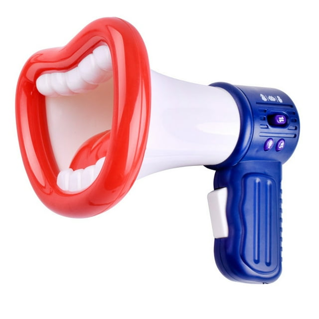 Voice Changer Horn Toy, Recording and Sound Effects with Male Female Robot Voice Buttons, Anti Slip Handle Pattern and Lanyard, Mouth Shape Design Bright Colors