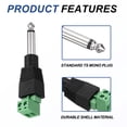 thumbnail image 3 of Uxcell 2 Pcs 1/4" Conector de Audio TS, Conector de Cable Mono Masculino TS de 6.35 mm, Conector de Cable de Audio Masculino TS para Altavoz, Micrófono, Guitarra, Equipos de Audio, 3.15" Negro y Verde, 3 of 6