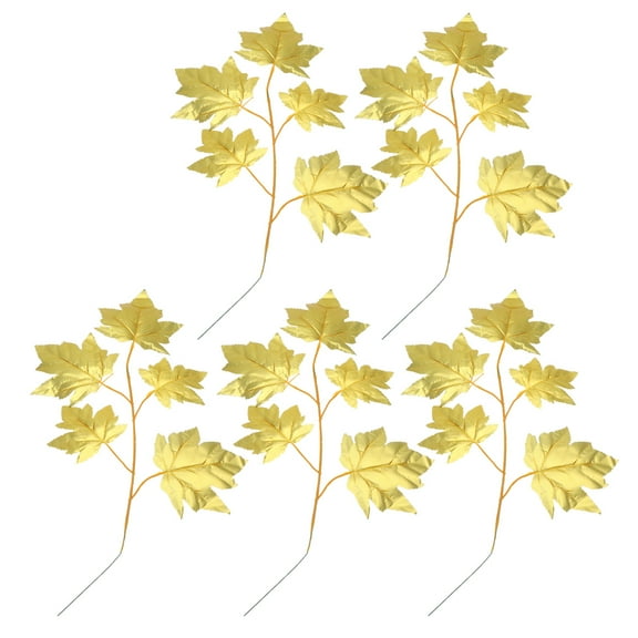 unbranded  5 Pcs Gold Leaves Decorations Artificial Eucalyptus Stems Golden