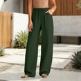thumbnail image 3 of Women Cotton Linen Pants 2026 Spring Summer High Waisted Straight Leg Trousers Drawstring Beach Casual Vacation Pant, S, 3 of 5