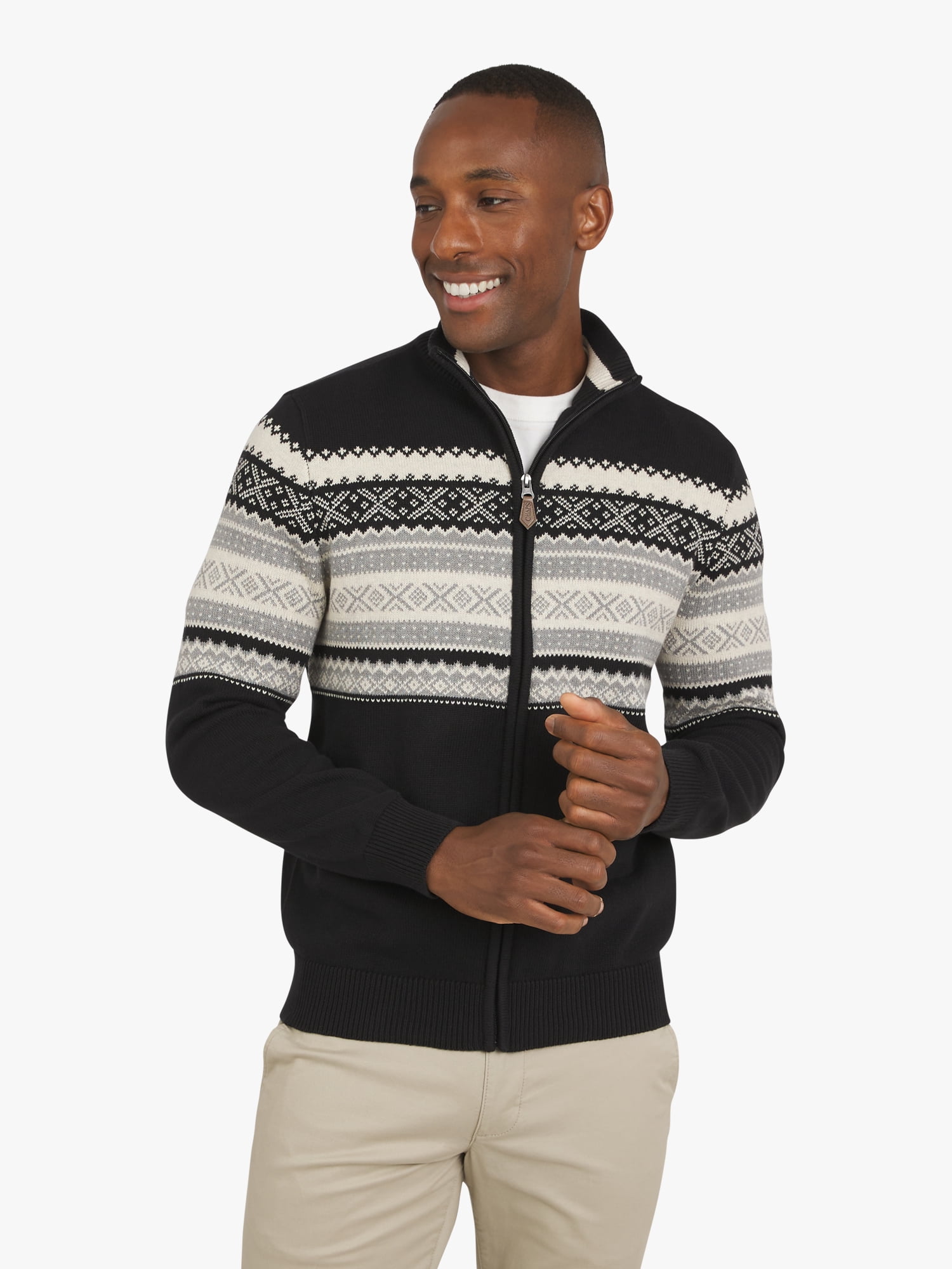 Chaps Men's & Big Men's Fairisle Full Zip Sweater, Sizes S-3XL