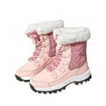 thumbnail image 3 of Frontwalk Womens Snow Boots Lace Up Mid Calf Boot Plush Lining Winter Warm Shoes Walking Comfort Ladies Round Toe Pink 8.5, 3 of 9