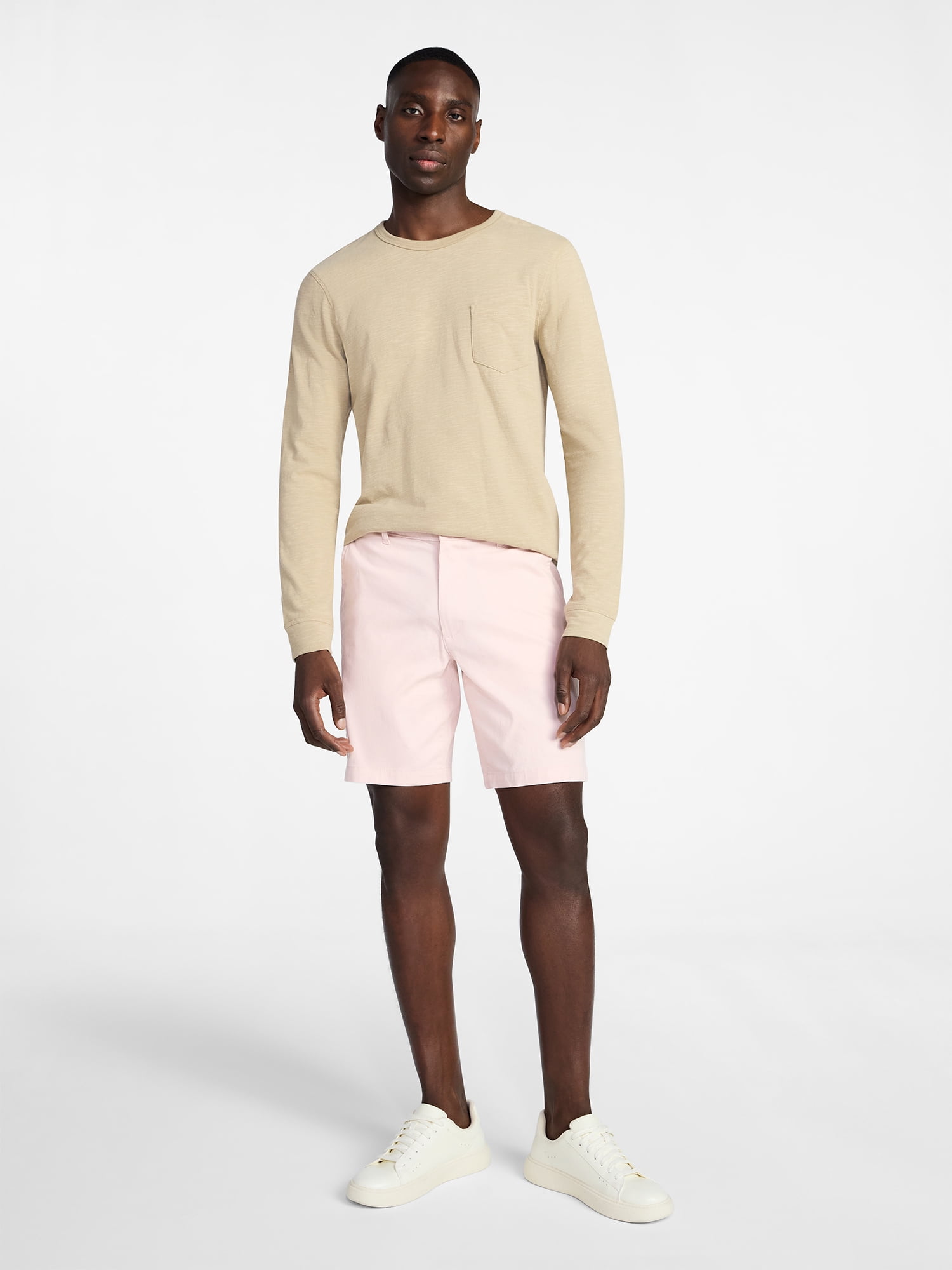 George Men's and Big Men's Slub Pocket Crewneck Tee with Long Sleeves, Size XS-3XL