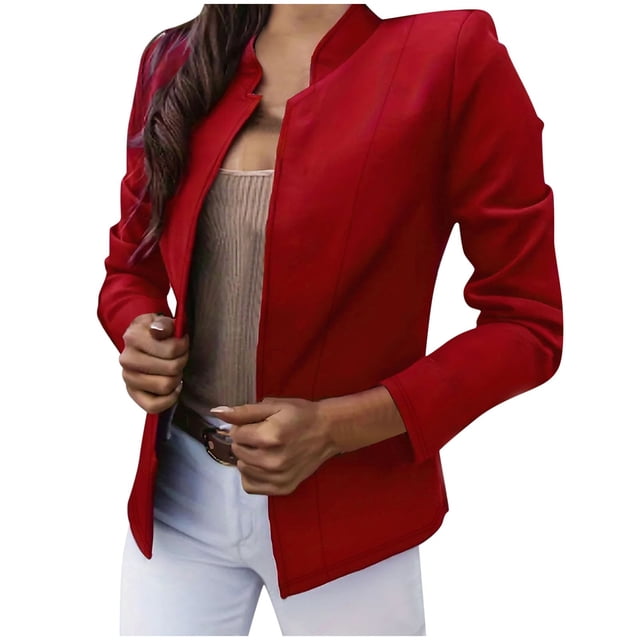 GDREDA Blazer Élégant pour Femmes à devant Ouvert et Col Cranté, Veste de Travail Extérieure RD1,XXXXXL