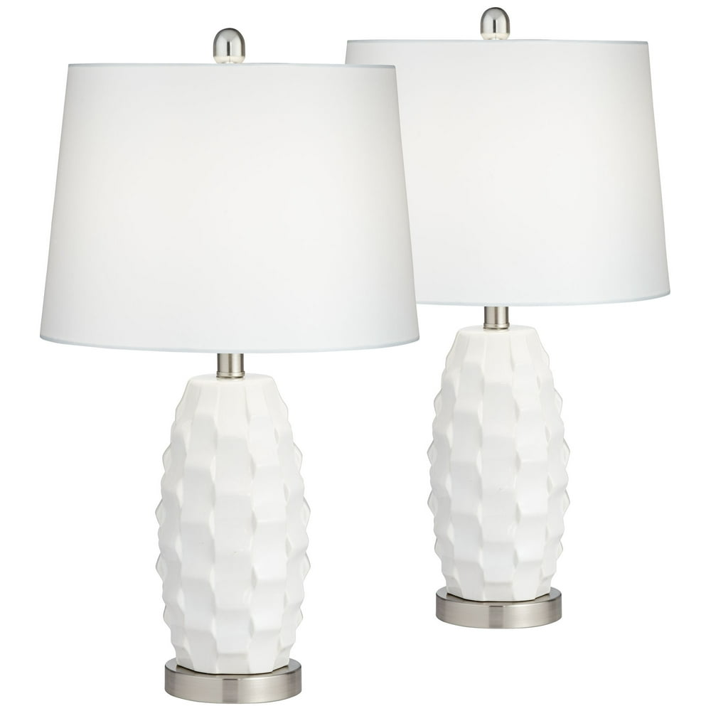 360 Lighting Modern Coastal Accent Table Lamps Set of 2 LED Scalloped
