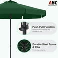 thumbnail image 6 of ABCCANOPY 9ft Outdoor Market Hand Push Patio Umbrella With Hanging Edge,12+Colors, Green, 6 of 8