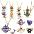 thumbnail image 2 of Joyas europeas y americanas Pendientes de taza de té esmaltados Collar largo Cadena de suéter Joyas, 2 of 6