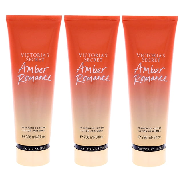 Loción aromática Victoria's Secret Amber Romance, paquete de 3