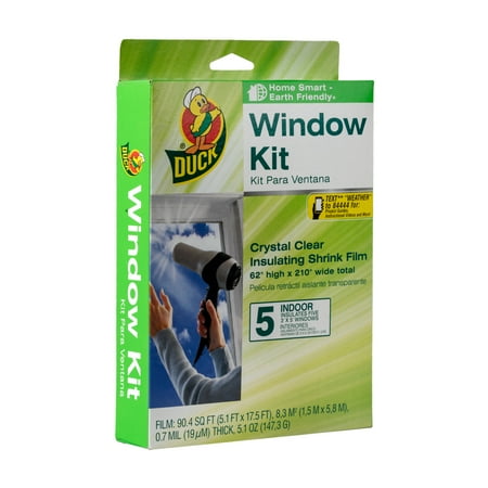 Duck Indoor Window Insulation Kit, Insulates Five 3’ x 5’ Windows, 62” x 210”