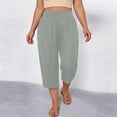thumbnail image 7 of Maean Womens Plus Size Pants Elastic High Waist Wide Leg Baggy Solid Color Lounge Capri Pant L-5XL, 7 of 7