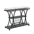 thumbnail image 6 of Holaki Industrial Bar Cart,Rolling Serving Cart with Wine Racks & Glass Holder,3 Tier Shelf Wooden Metal Liquor Tea Barcart Trolley on Wheel for Home,Black, 6 of 14
