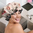 thumbnail image 5 of Shower Caps,Pug and Donut Waterproof Shower Cap for Women 4 Pieces,Double Reusable Hair Cover for Shower PEVA Elastic Stretch Hem, 5 of 7